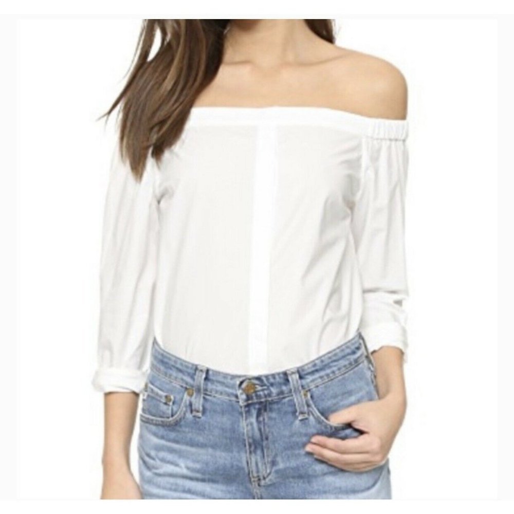 EQUIPMENT Gretchen White Off Shoulder Shirt